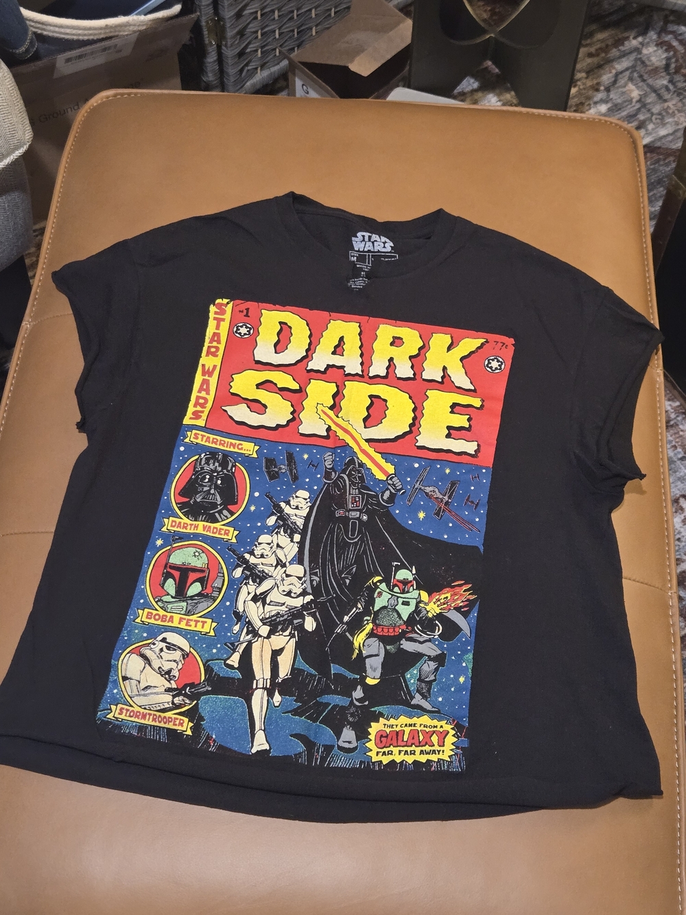 Star Wars Dark Side Graphic Tee M Hand Cut Distressed Raw Edge Boba Fett